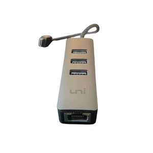 uni USB C to Ethernet Adapter Hub 3 Port USB 3.0 RJ45 Silver Space Grey